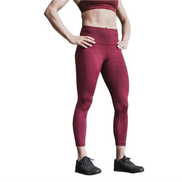 NOBULL PROJECT Set High Rise Plush Heather Leggings 21" in Wine Red XL Top / L - Picture 14 of 15